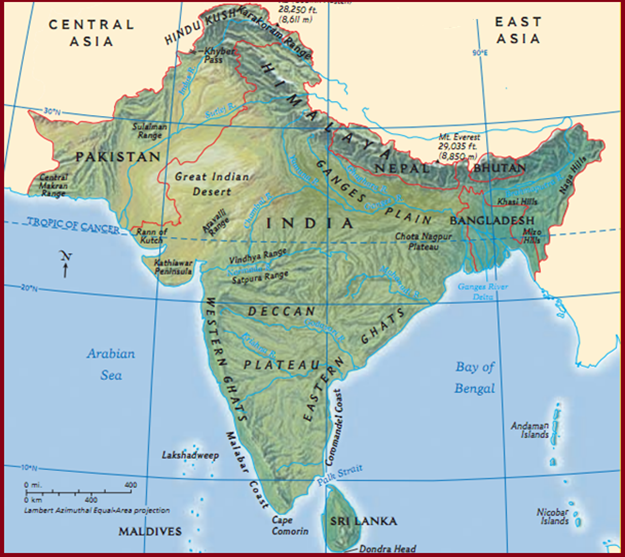 Physical Map Of South Asia
